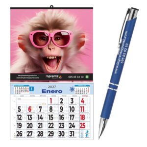 Pack Comercio: 100 Calendarios con Faldilla + 100 Bolígrafos Personalizado